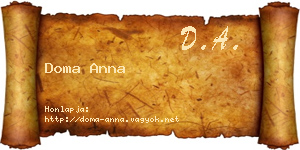Doma Anna névjegykártya